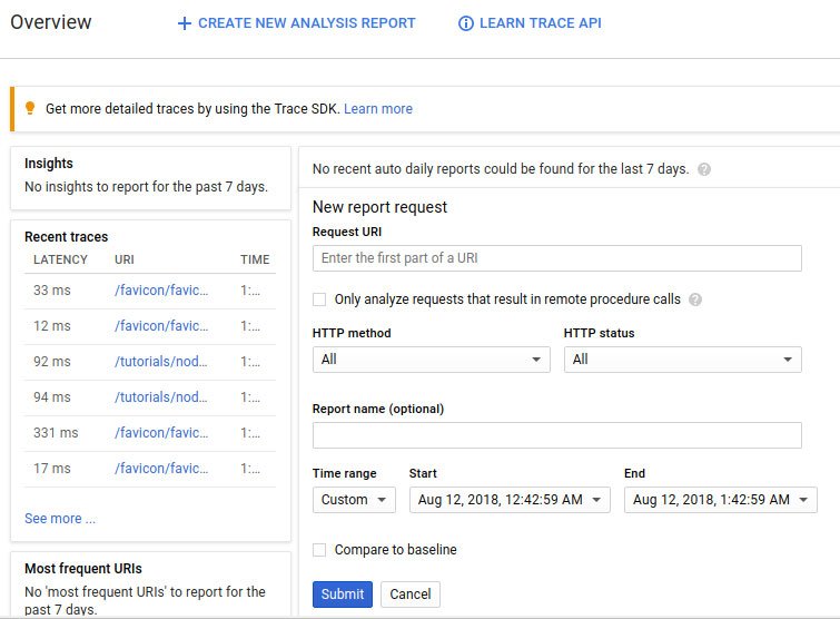 Google Cloud Stackdriver Trace Console