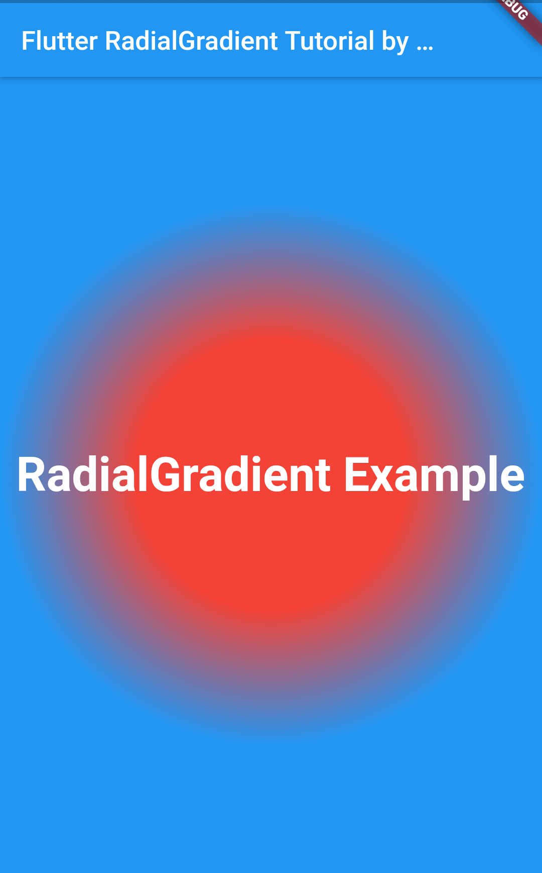 Flutter - RadialGradient - Red and Blue - Stops 0.5 1